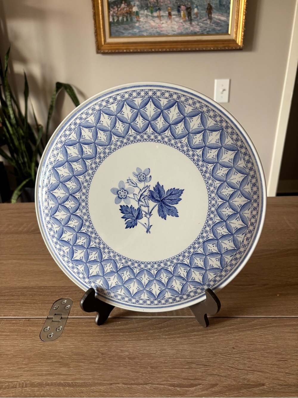 Spode Geranium Cake Plate / Platter - Blue and White